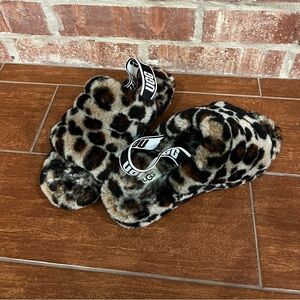 Ugg's “Fluff Yeah” slipper and sandal w/a soft sheepskin, lightweight platform